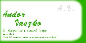 andor vaszko business card